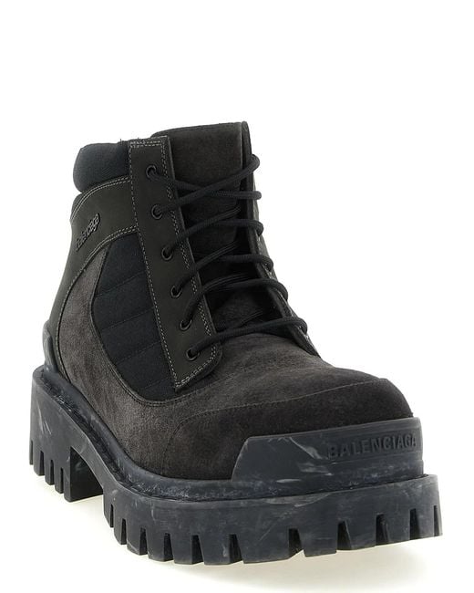 Balenciaga Black 'Combat Strike' Ankle Boots for men