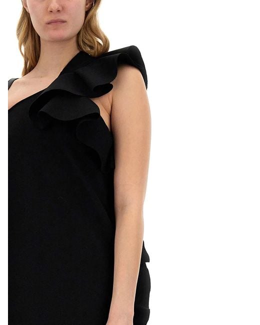 MSGM Black Dress With Ruffles