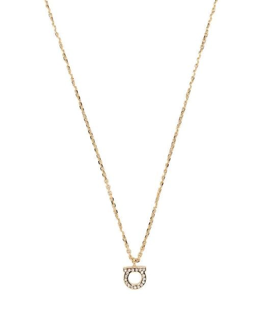 Ferragamo Metallic Gancini Crystal Necklace