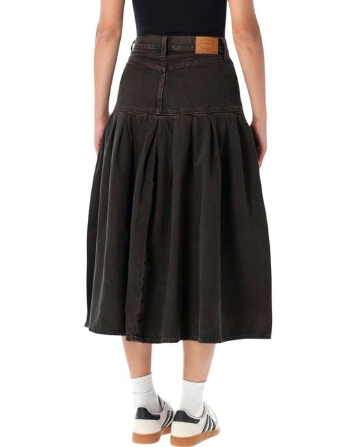 Levi's Black Pleated Denim Midi Skirt