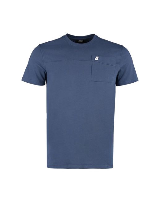 K-Way Blue Logo Cotton T-Shirt for men