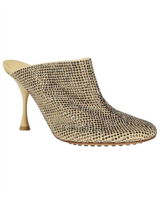 Bottega Veneta White Sparkle Dot Sock Mules