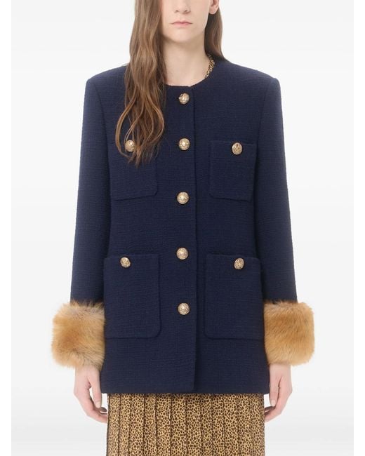 Valentino Blue Wool Caban Coat