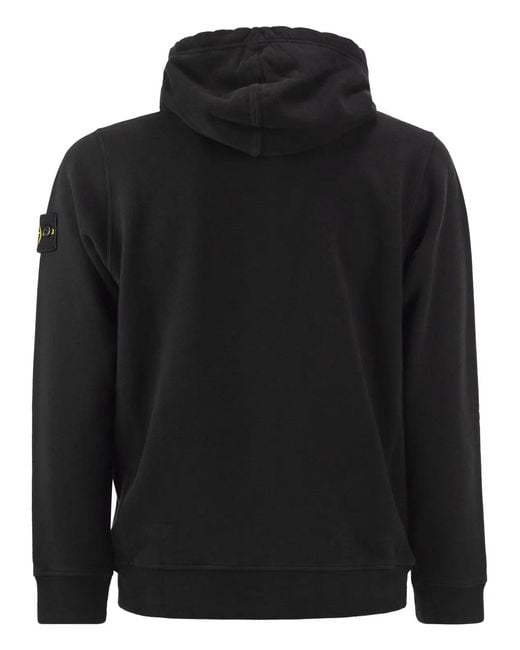 Stone Island Black Regular Fit Hooded Sweatshirt for men