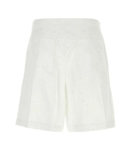 Valentino Garavani White Cotton Blend Bermuda Shorts for men