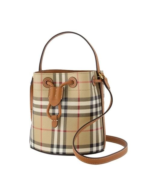 Burberry Brown Check Drawsting Bucket Bag
