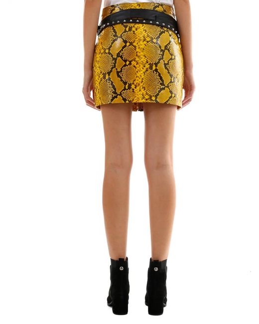 Unravel Project Yellow Python Leather Skirt