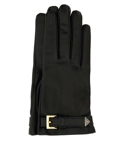 Prada Black Nappa Leather Gloves
