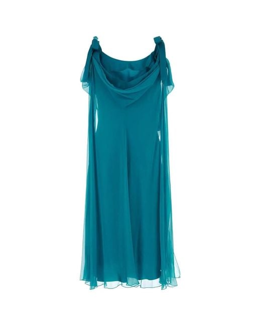 Alberta Ferretti Blue Silk Dress