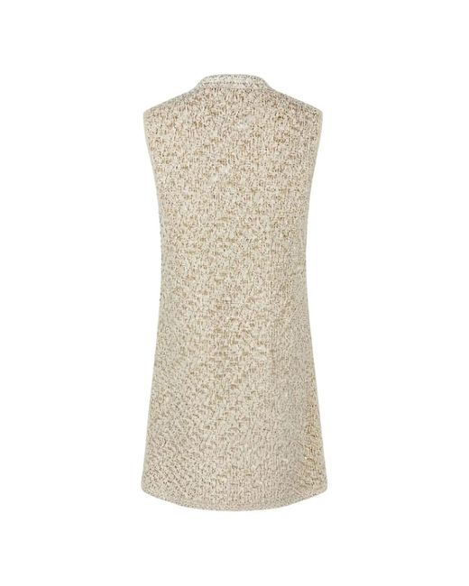Fabiana Filippi Natural Bouclé V-Neck Dresses