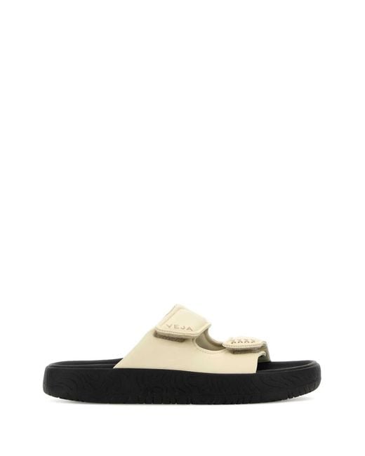 Veja White Ivory Leather Sandals