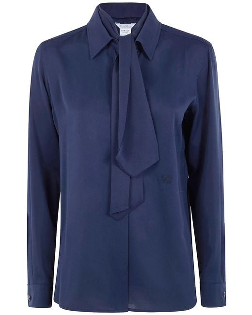 Max Mara Blue "Mxmcolmo" Silk Scarf Shirt