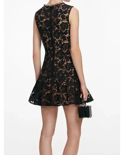 Self-Portrait Black Embroidered Short Dress