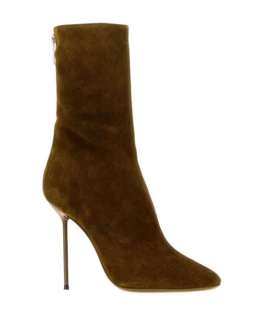 Paris Texas Brown Mud Suede Lidia Ankle Boots With 11 Cm Heel