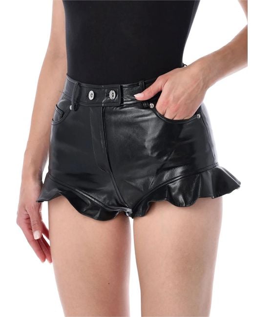 Self-Portrait Black Faux Leather Shorts