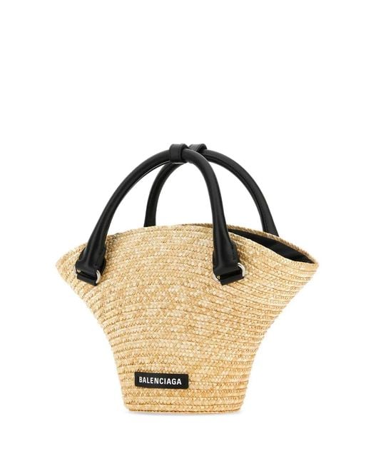 Balenciaga Metallic Straw Mini Beach Handbag