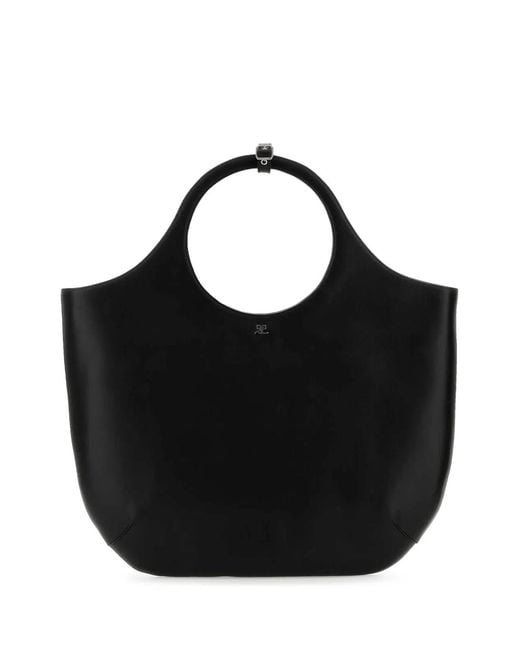 Courreges Black Courregès Leather Large Holy Handbag