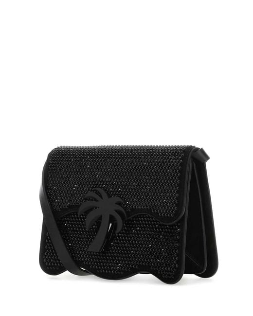 Palm Angels Black Embellished Suede Palm Beach Crossbody Bag
