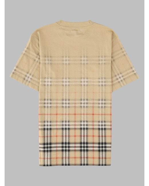 Burberry Natural Plaid Print Cotton T-Shirt for men