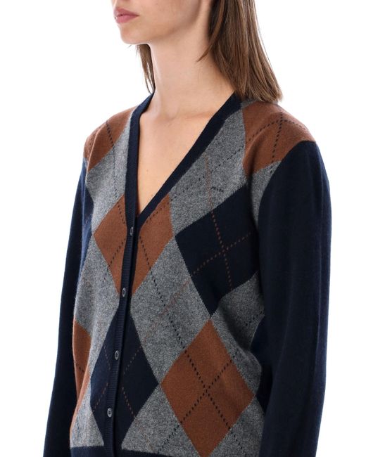 Prada Black Argyle Cashmere Cardigan
