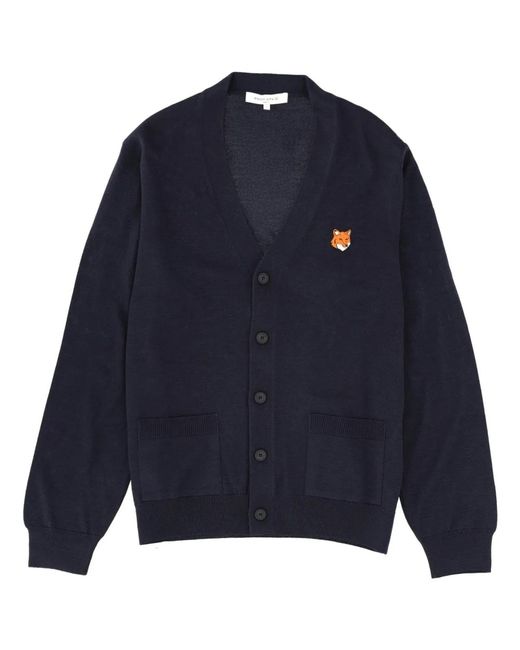 Maison Kitsuné Blue Maison Kitsuné "Fox Head" Cardigan for men