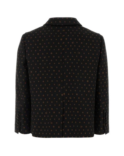 Fendi Black Printed Stretch Wool Blend Blazer