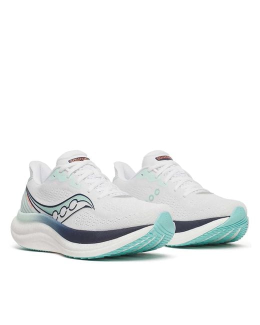Saucony White Dynamic And Mint Running Sneakers