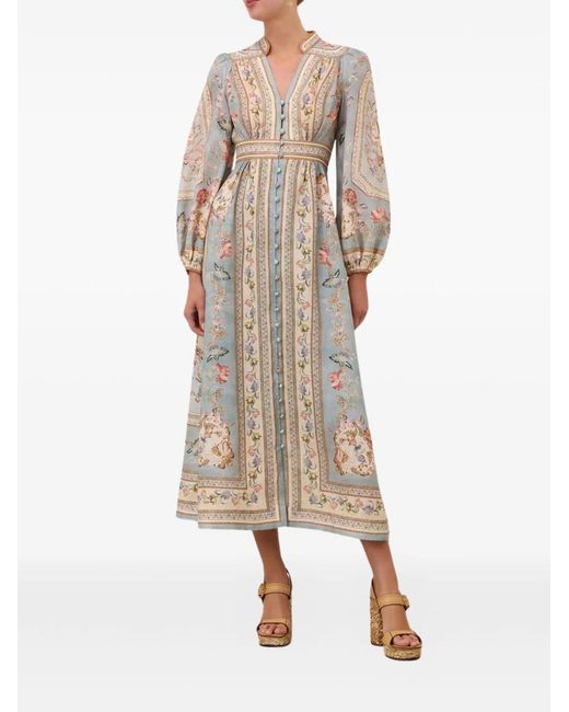 Zimmermann White Roselight Plunge Midi Dress