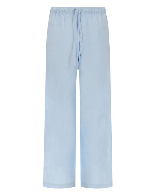 120% Lino Blue Pantalone Ampio