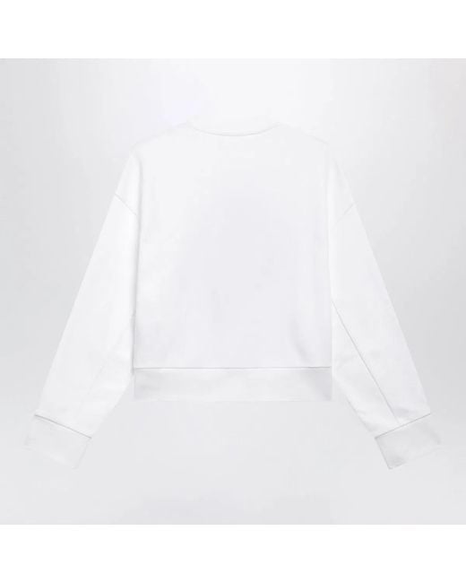 Moncler White Cotton Sweatshirt With Embroidered Logo