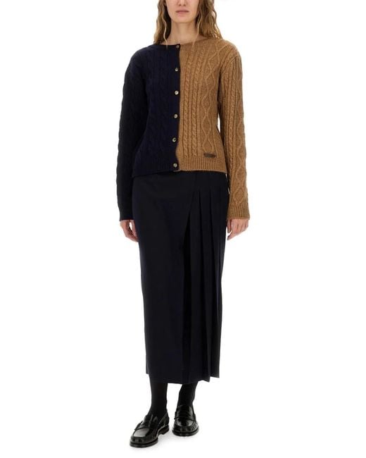 Moschino Blue Two-Tone Alpaca Blend Cardigan