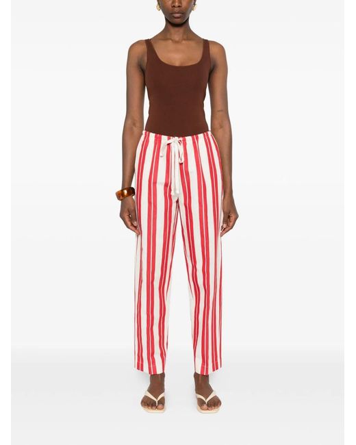 Forte_forte Red Striped Drawstring Trousers
