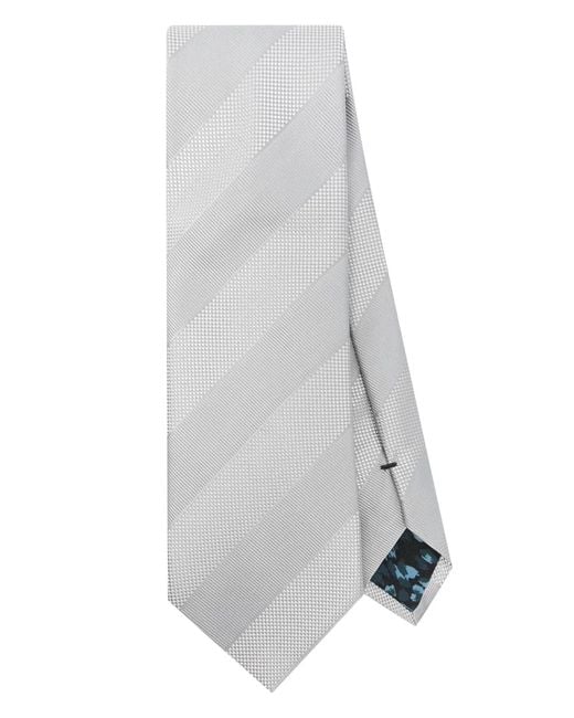 Paul Smith White Tie 8Cm Tonal Stripes for men