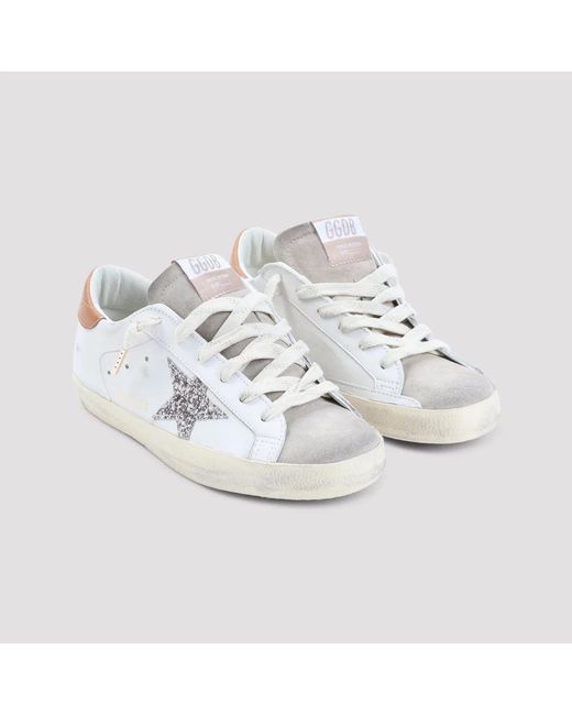 Golden Goose Deluxe Brand White Super-Star Sneakers Glitter Star