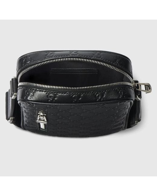 Gucci Black Gg Emblem Shoulder Bag Small Size for men