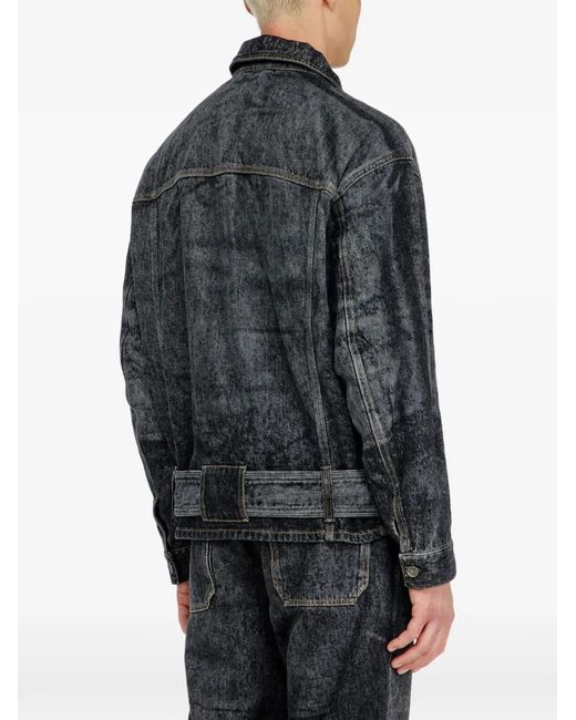 DIESEL Blue Biker-Inspired Denim Jacket for men