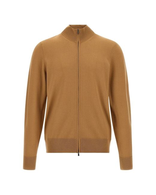 Boss Brown Virgin Wool Jacket for men