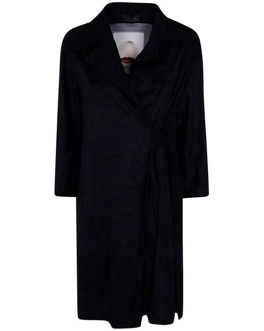 Maria Calderara Black Cape-Style Dusterfaux Suede Coat