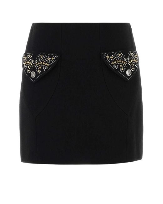 Versace Black Skirt Responsible Light Weight Double Wool Crepe