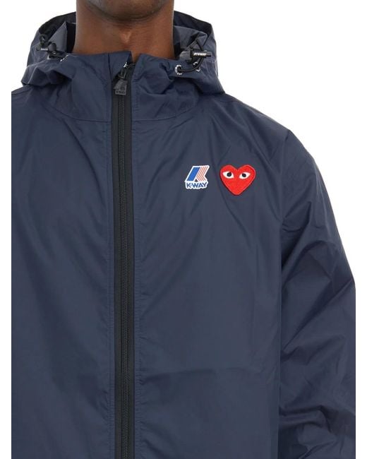 COMME DES GARÇONS PLAY Blue Cdg X K-Way Hooded Jacket for men