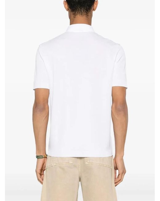 Herno White Knitted Polo Shirt for men