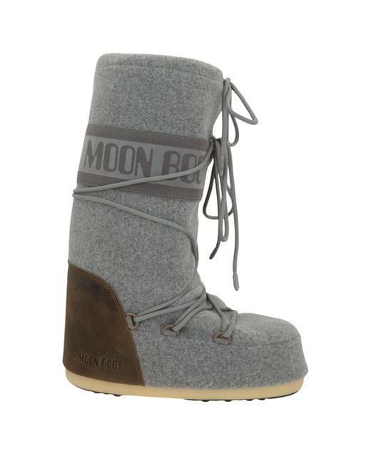 Moon Boot Gray Lace-Up Boots