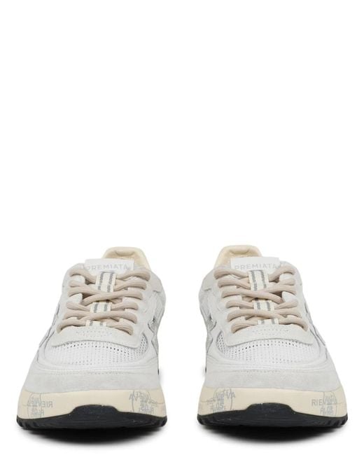 Premiata White Calf Leather Sneaker for men