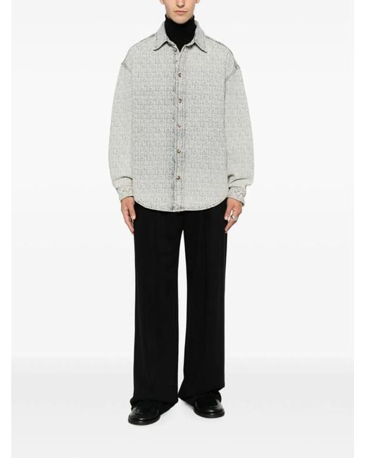 Emporio Armani Gray Printed Cotton Shirt for men
