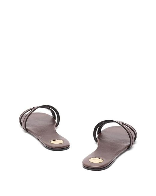 Saint Laurent White Leather Mabrouka Slippers