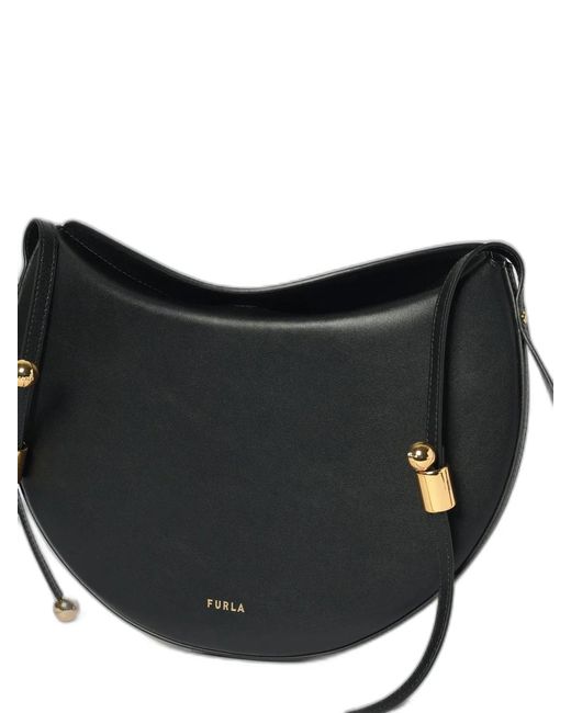 Furla Black Moonstone" Calf Leather Medium Shoulder Bag