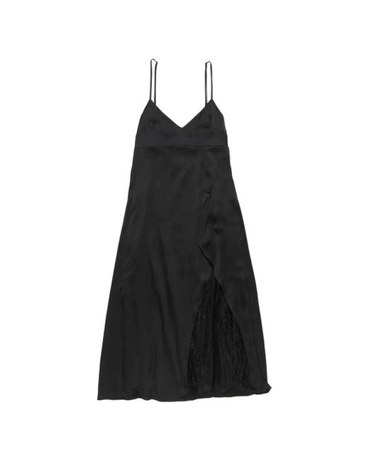 Acne Black Satin Slip Dress
