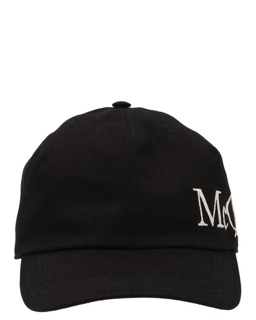 McQueen Black Logo Embroidery Cap for men