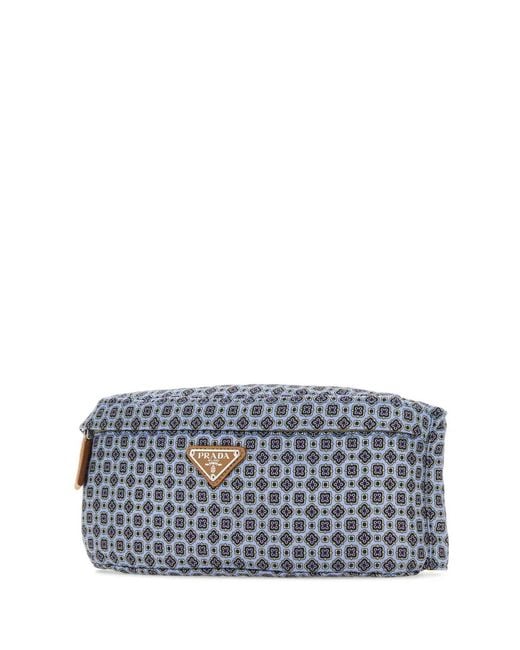Prada Gray Printed Re-Nylon Belt Bag for men