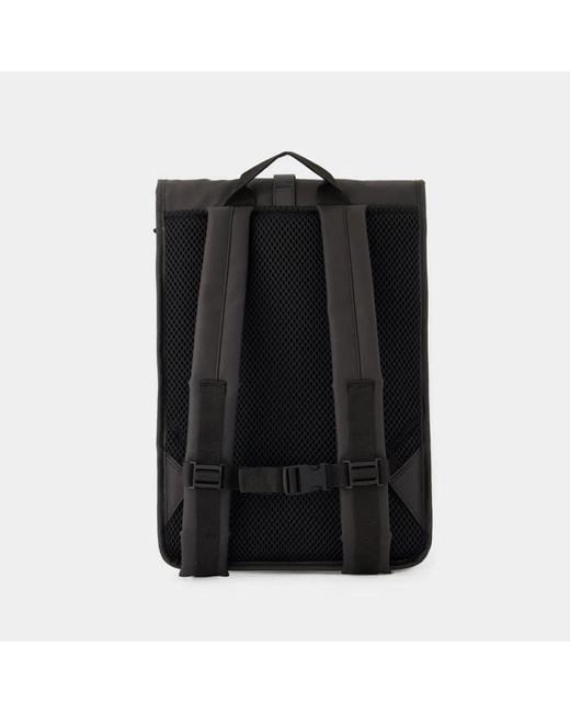Rains Black Rolltop Rucksack Backpack